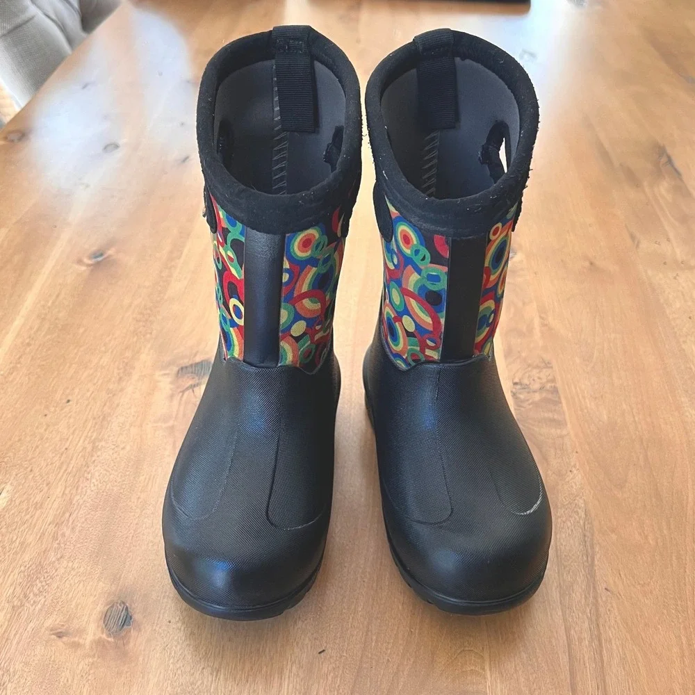 Bogs Kids Neo-Classic Geo Waterproof Winter Boots Black Multi Color Size 9 Kids